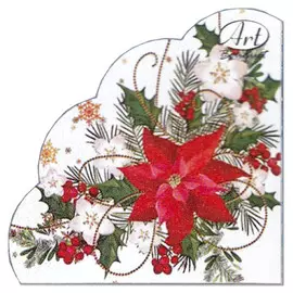 салфетки BOUQUET Rondo Пуансеттия 3-слойные 32см 12шт круглые