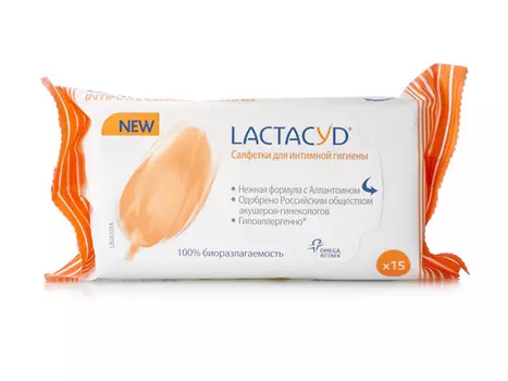 салфетки для интимной гигиены LACTACYD влажные 15шт