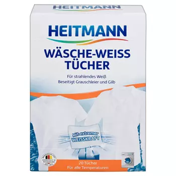 салфетки для стирки HEITMANN для белых тканей 20шт.