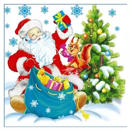 салфетки ГАРМОНИЯ ЦВЕТА Дед Мороз 1-сл. 24х24см 50шт.