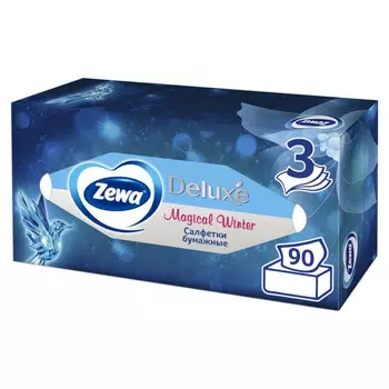 салфетки косметические ZEWA Deluxe Design 3-слойные 90шт