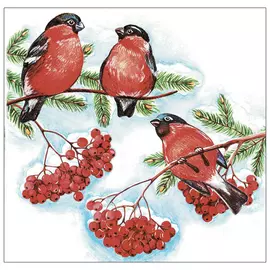 салфетки NEW LINE Снегири 3-сл. 33х33см 20шт