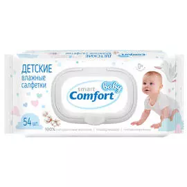 салфетки влажные SMART Comfort Baby с клапаном 54шт детские