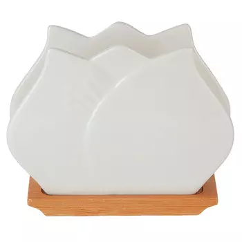 салфетница NOUVELLE HOME Naturel 11,5х6х11см на подставке фарфор, бамбук
