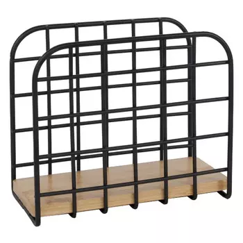 салфетница TODELIA Black&Wood 14,5х7х12,2см нерж.сталь, бамбук