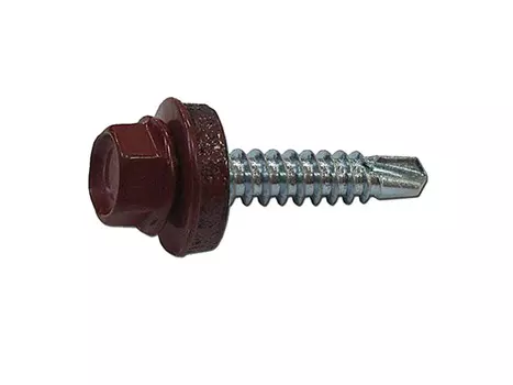 саморез кровельный с буром 4,8х28мм темно-красный 300шт
