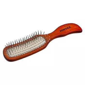 щетка массажная VORTEX Волна 23см дерево с металлическими зубчиками