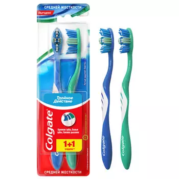 щетка зубная COLGATE Тройное действие 2шт средняя