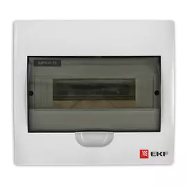 щит распределительный навесной на 12 модулей ЩРн-П-12 IP40 пластиковый белый дверь прозрачная