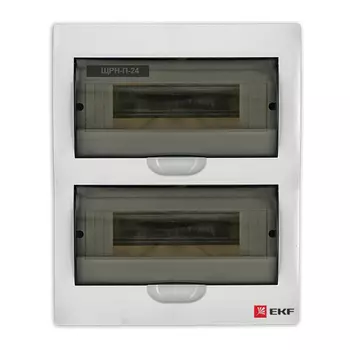 щит распределительный навесной на 24 модуля ЩРн-П-24 IP40 пластиковый белый дверь прозрачная