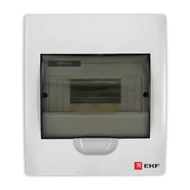 щит распределительный навесной на 6 модулей ЩРн-П-6 IP40 пластиковый белый дверь прозрачная