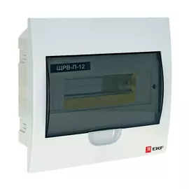 щит распределительный встраиваемый на 12 модулей ЩРв-П-12 IP40 пластиковый белый дверь прозрачная