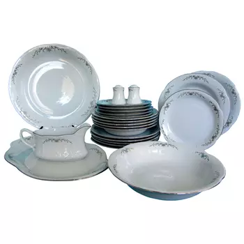 сервиз столовый CMIELOW Камелия Серый орнамент 6/24 фарфор