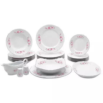 сервиз столовый CMIELOW Рококо Бледная Роза отводка платина 6/24 фарфор