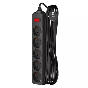 сетевой фильтр ФОТОН 5м 5 гнезд 10А с выключателем с/з черный