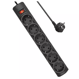 сетевой фильтр Импульс+ 6 гнезд 16А с/з с выключателем 3 м черный