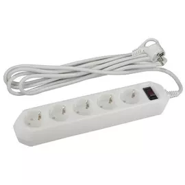 сетевой фильтр ЭРА USF 3м 5-местный с/з 3x0,75кв мм с выключателем белый