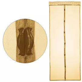 сетка противомоскитная РЫЖИЙ КОТ Птички 210х120см на магнитах коричневая