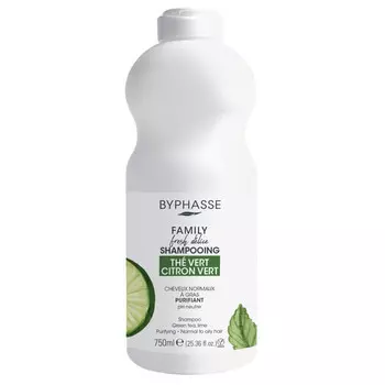 шампунь BYPHASSE Family Fresh Delice Зелёный чай и Лайм для нормальных и жирных волос 750мл
