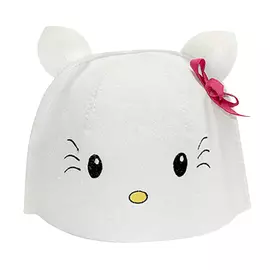 шапка банная Китти вышивка фетр белый