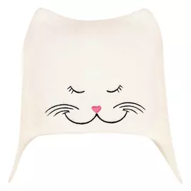 шапка для бани Кошечка фетр с вышивкой белый