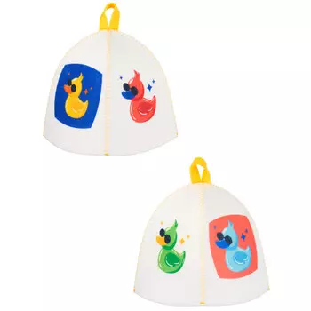 шапка банная Уточка войлок с принтом белая