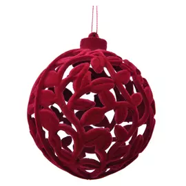 шар 100мм Бархатные листья 100мм пластик бордо