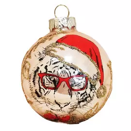 шар 65мм Ученый тигр (Символ года) стекло