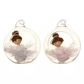 шар 80мм Ангел внутри стекло прозрачный в асс-те