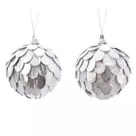 шар 80мм Чешуя пенопласт серебро в асс-те