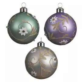 шар 80мм Цветы стекло матовый в асс-те