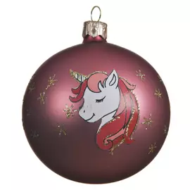 шар 80мм Единорог стекло розовый