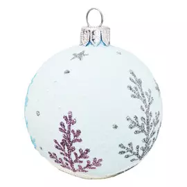 шар 80мм Голубой пейзаж 2 стекло белый