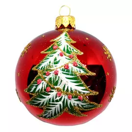 шар 80мм Ёлочка зелёная стекло в асс-те