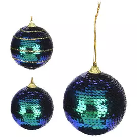 шар 80мм Пайетки пластик сине-зеленый