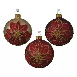 шар 80мм Пуансеттия стекло мультиколор в асс-те