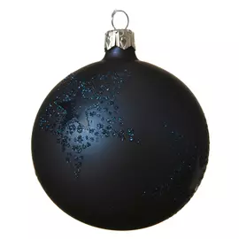 шар 80мм с декором стекло тёмно-сапфировый