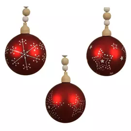 шар 80мм с деревянными бусинами красный в асс-те