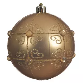 шар 80мм с узором пластик золотой