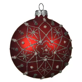 шар 80мм Снежинка стекло красный