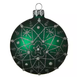 шар 80мм Снежинка стекло ярко-зелёный