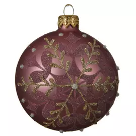 шар 80мм Снежинка стекло розовый бархат