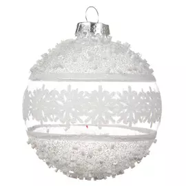 шар 80мм Снежный стекло белый прозрачный