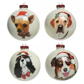 шар 80мм Собака стекло молочный в асс-те