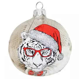 шар 80мм Ученый тигр-1 (Символ года) стекло