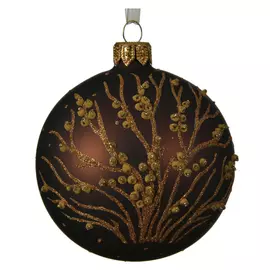 шар 80мм Ветки стекло тёмно-коричневый