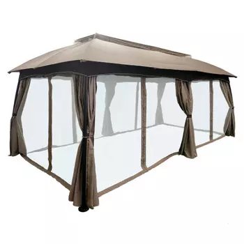 шатер с антимоскитной сеткой 3х6м полиэстер коричневый