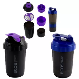 шейкер ECOS 750мл спортивный пластик, нерж.сталь в асс-те