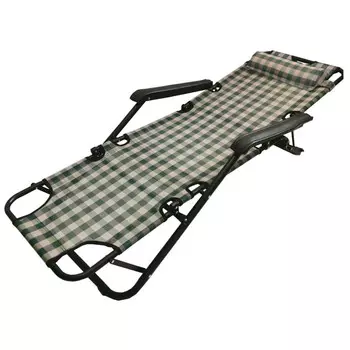 кресло-шезлонг складной 153х60х80см клетка зелено-бежевый