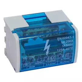 шина нулевая DORI на Din-рейку в корпусе 2 шины по 7 отверстий